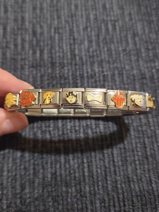 None Jewelry - Italian Charm Link Bracelet with Dog Theme NEW